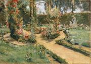 Max Liebermann The Rose Garden in Wannsee with the Artist-s Daughter and Granddaughter oil painting reproduction